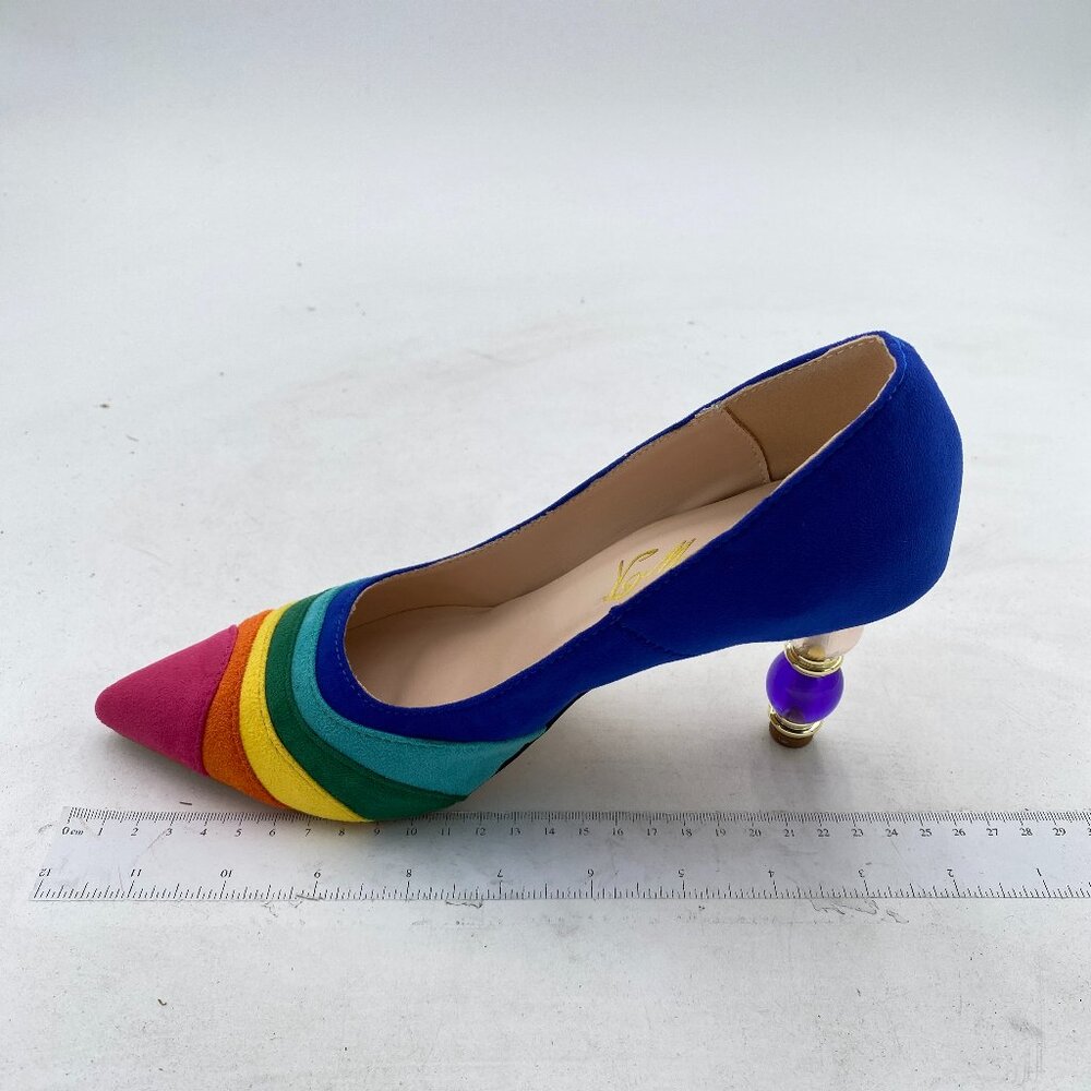 Fowt Navy Rainbow Wave Pattern Pointed Toe Jewelr… - image 1